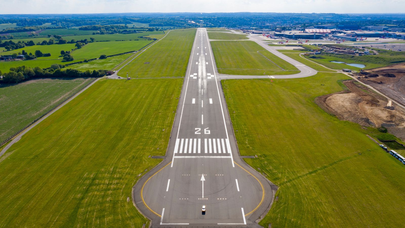 Aerial view of Luton Airport by drone