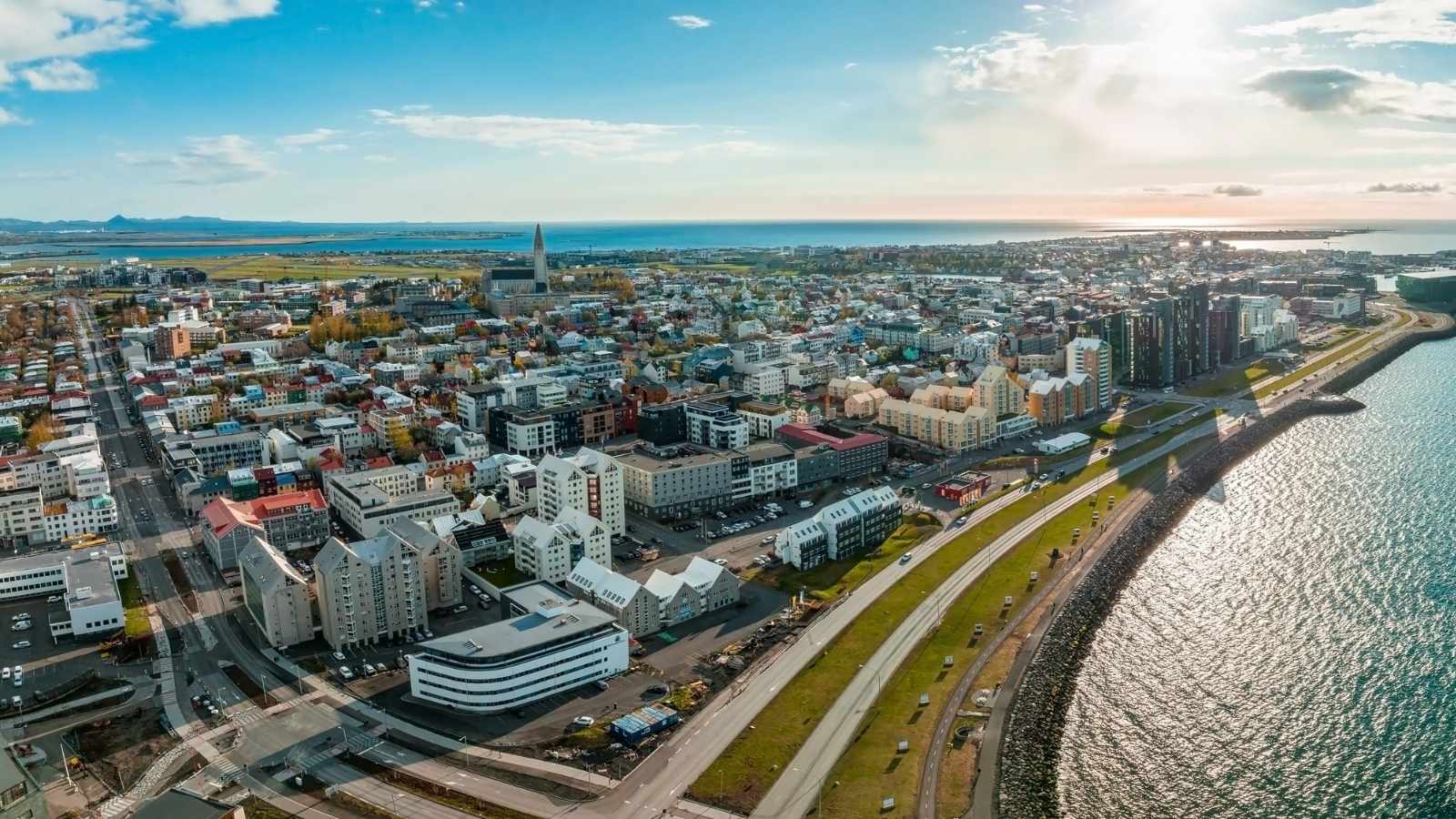 Beautiful aerial view of Reykjavik, Iceland