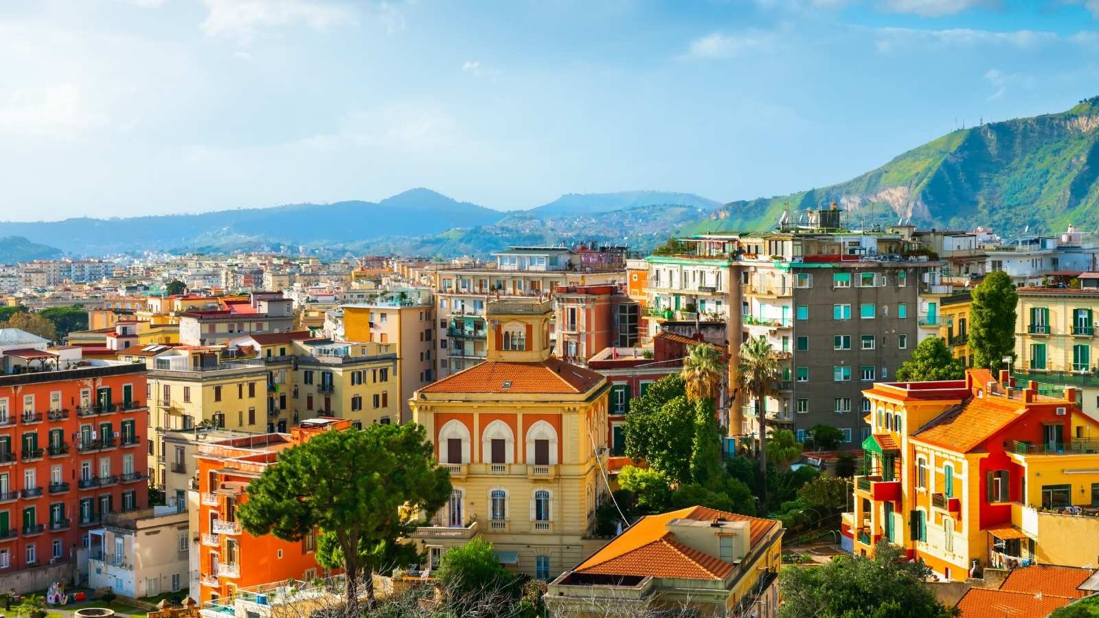 Colorful architecture in Naples city, Italy.