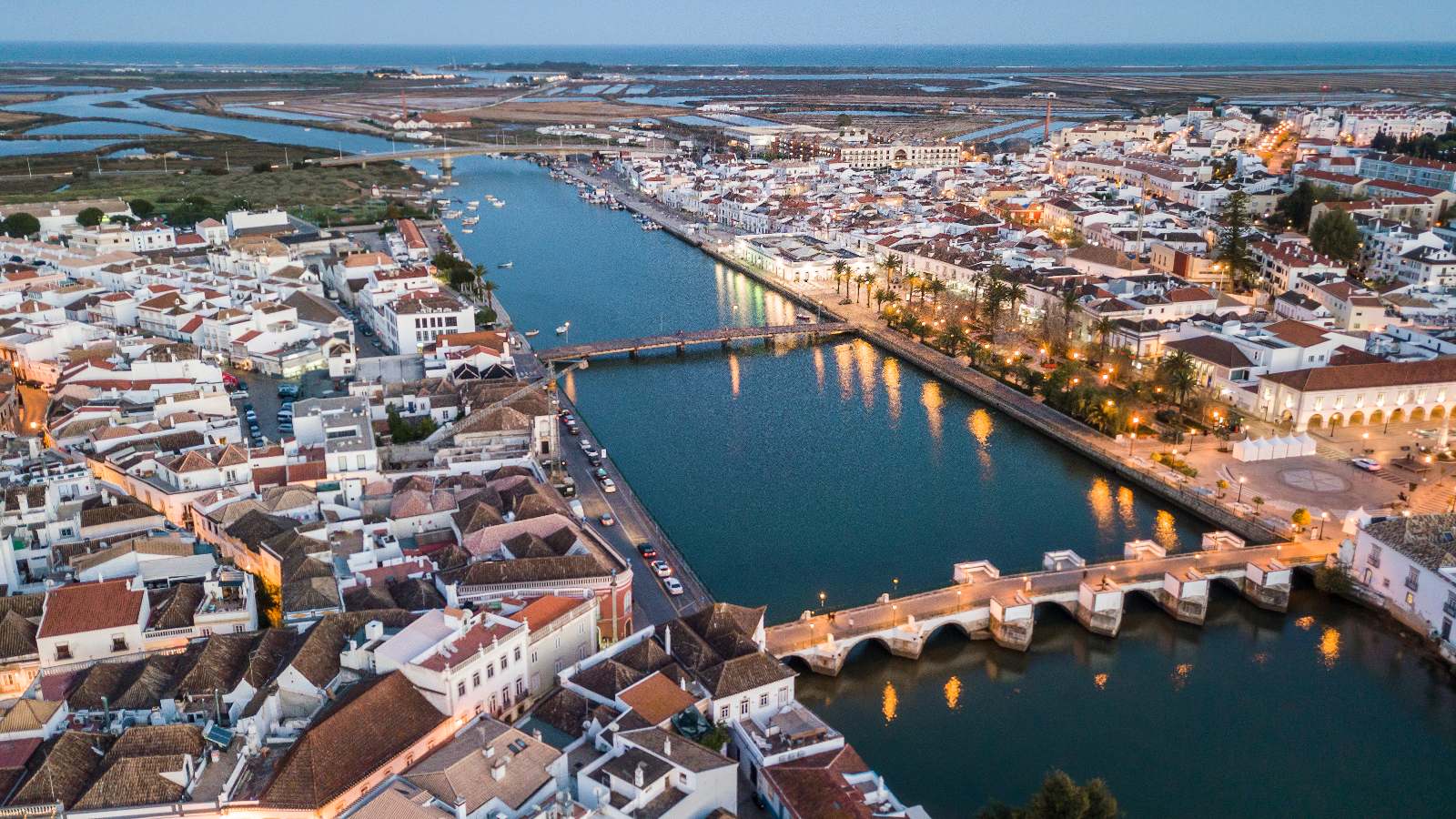 Aerial cityscape of beautiful Tavira