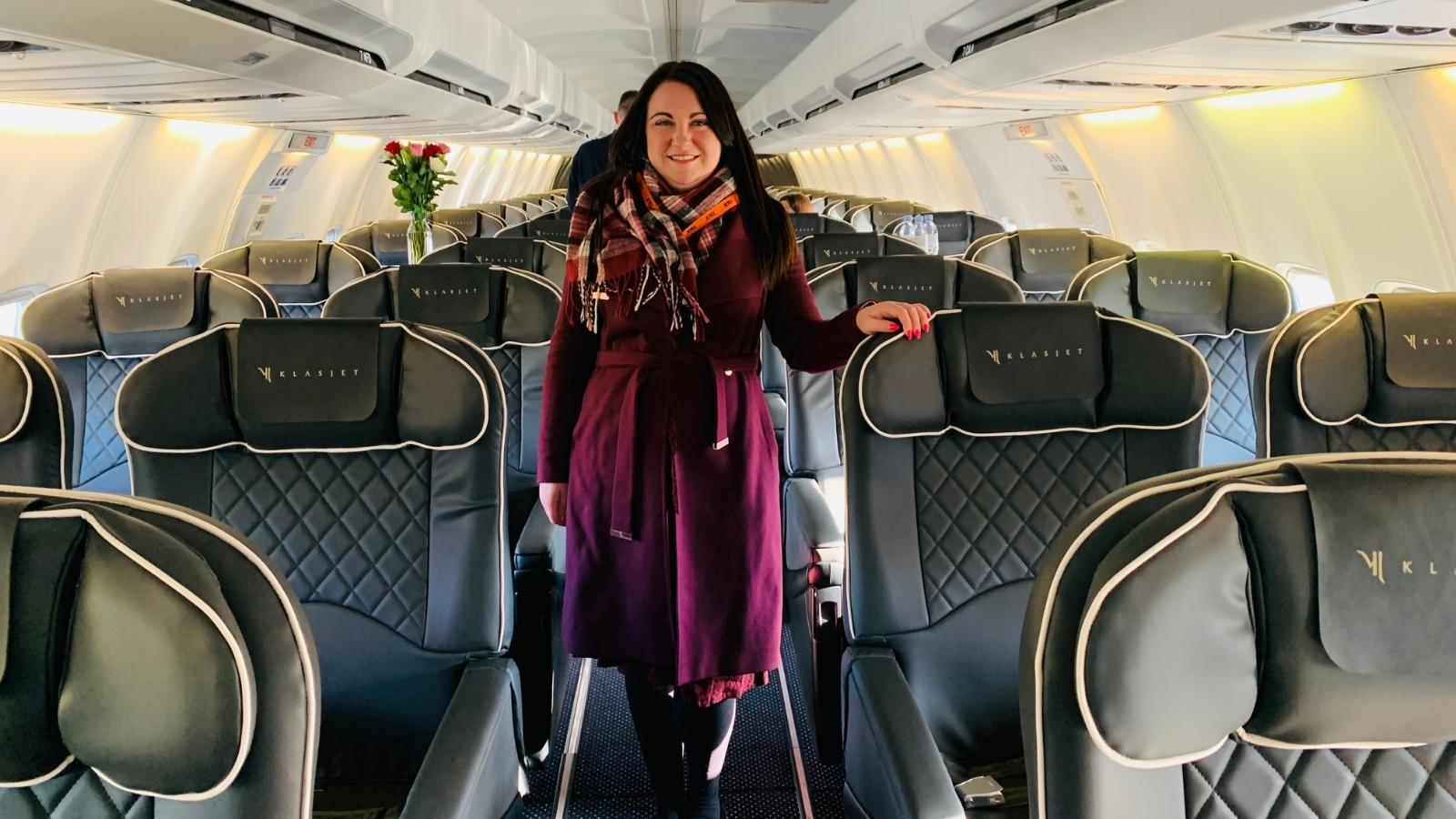 Nicola Cooper on board luxury aircraft