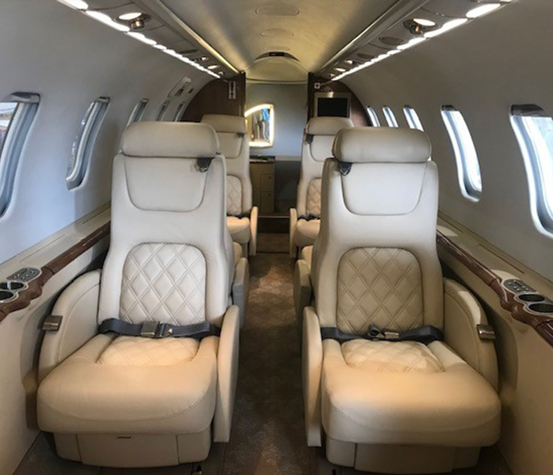 Learjet 45 private jet interior