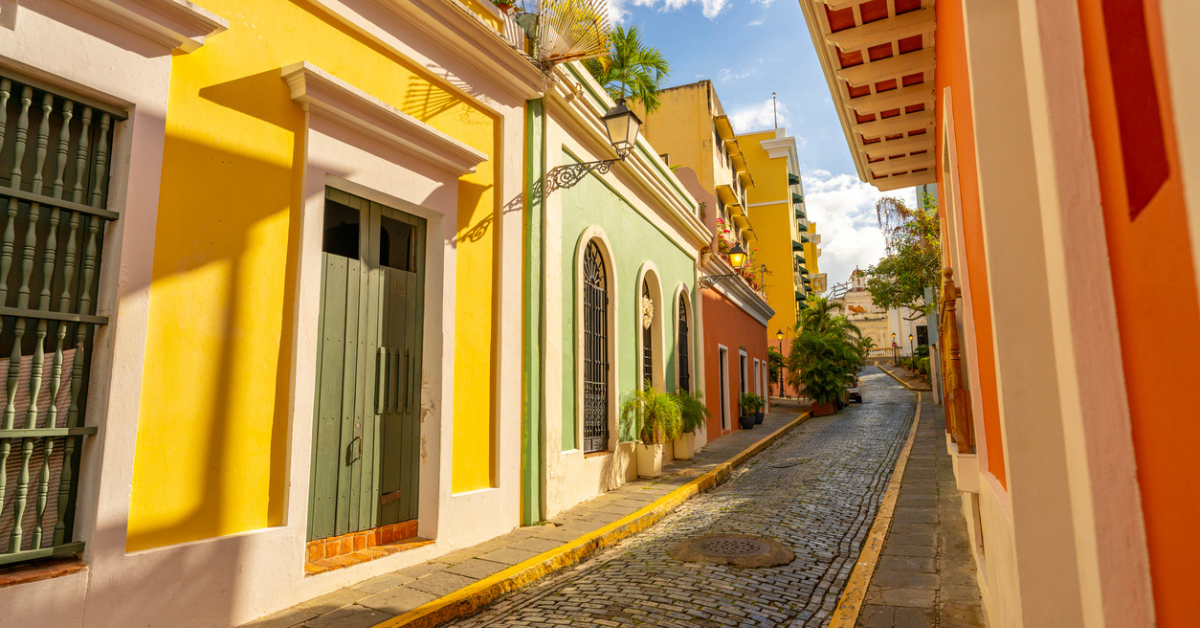 Old San Juan colorful homes and cobbled streets