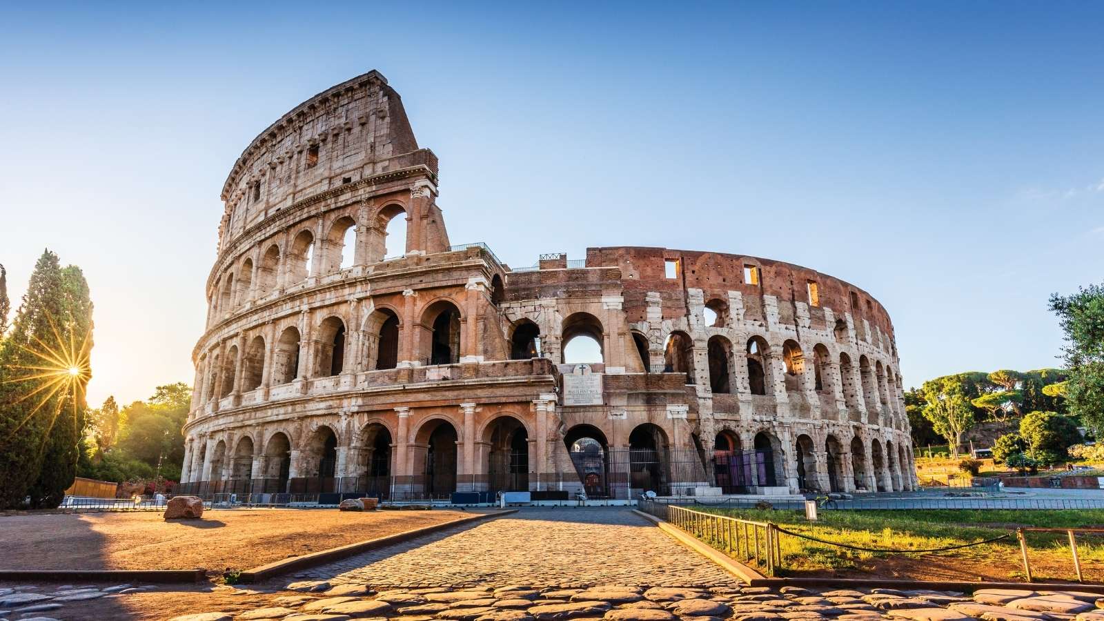 Rome, Italy. The Colosseum or Coliseum at sunrise