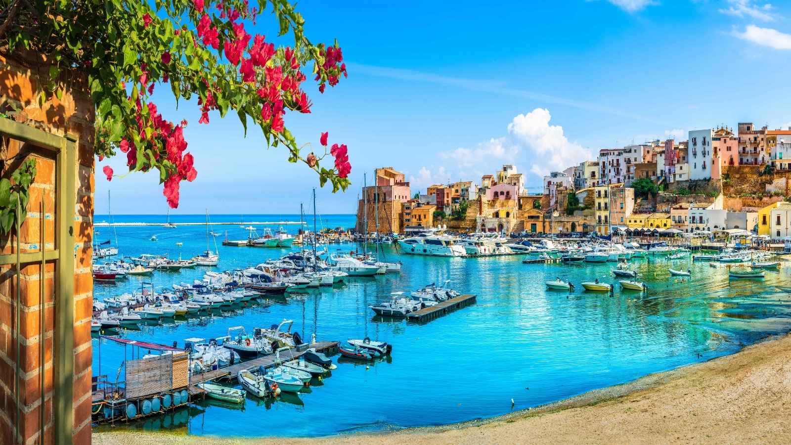 Sicilian port of Castellammare del Golfo, coastal village of Sicily island, province of Trapani, Italy