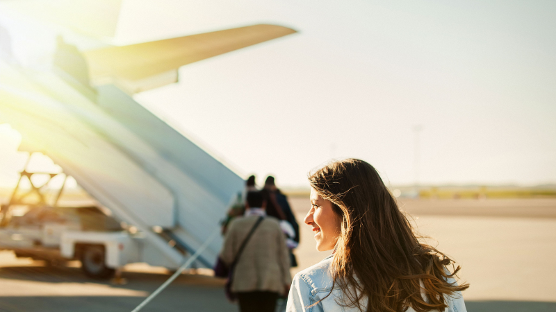 MICE customer boarding an aircraft