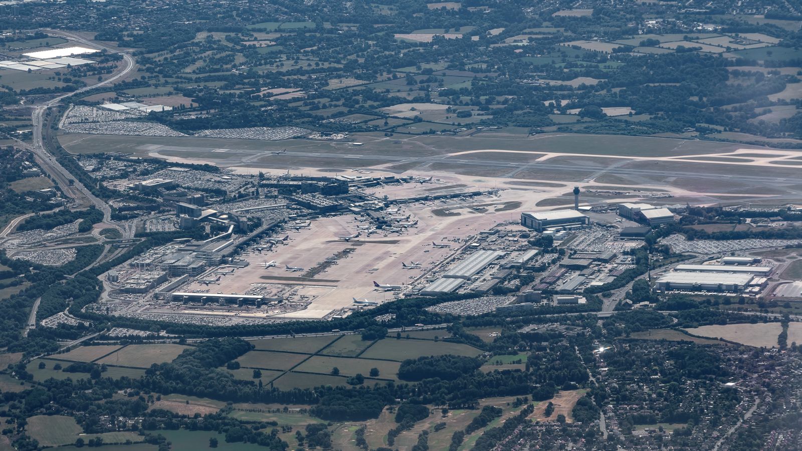 Aerial view of Manchester Airport