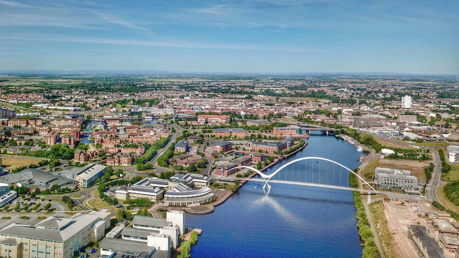 Stockton-on-Tees and the River Tees by air