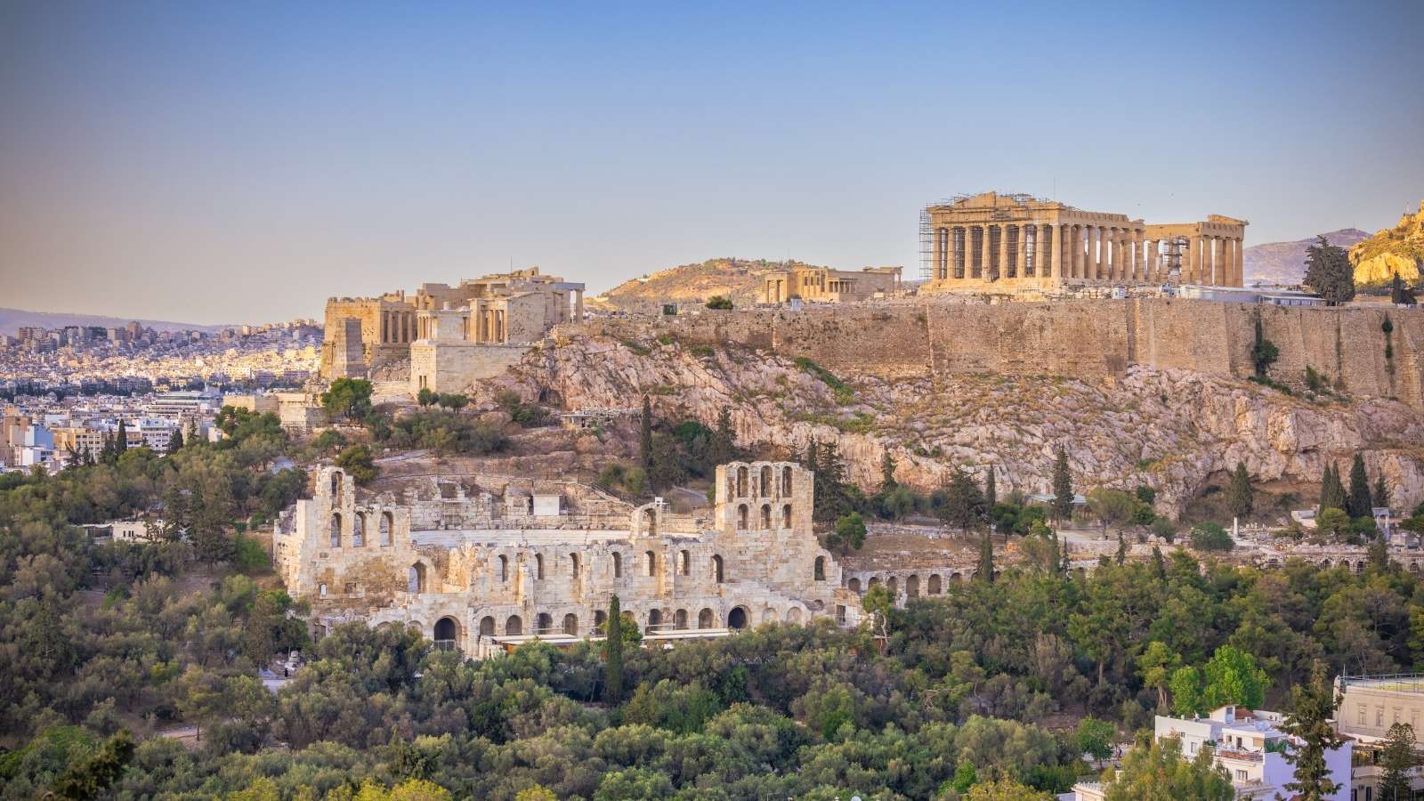 Panoramic view of The Acropolis of Athens, Greece