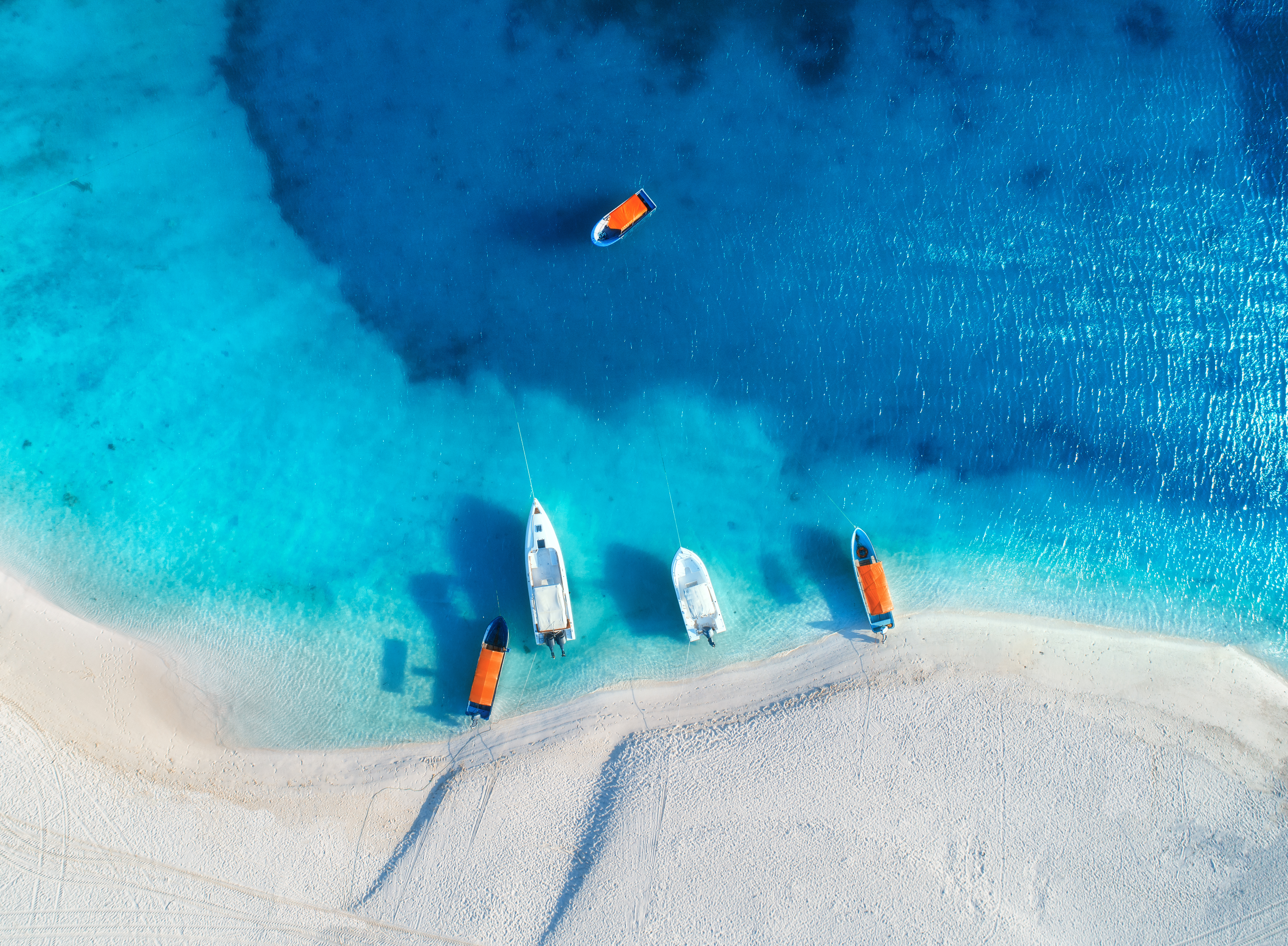 Aerial view of the yachts and fishing