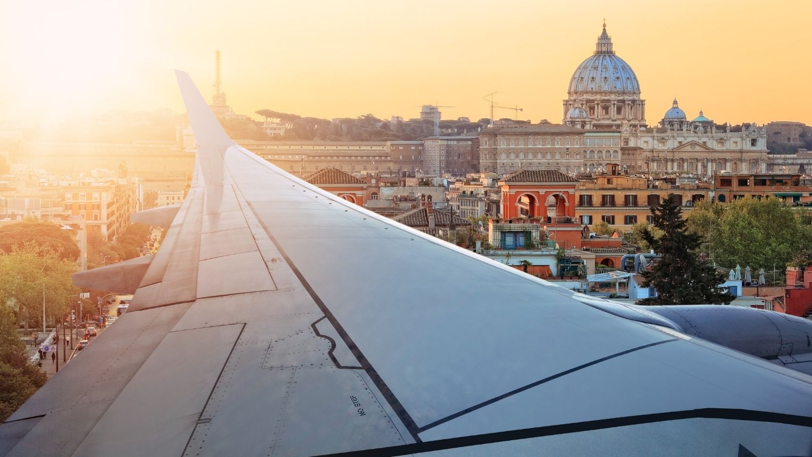 Group Charter aircraft flying into Rome, Italy