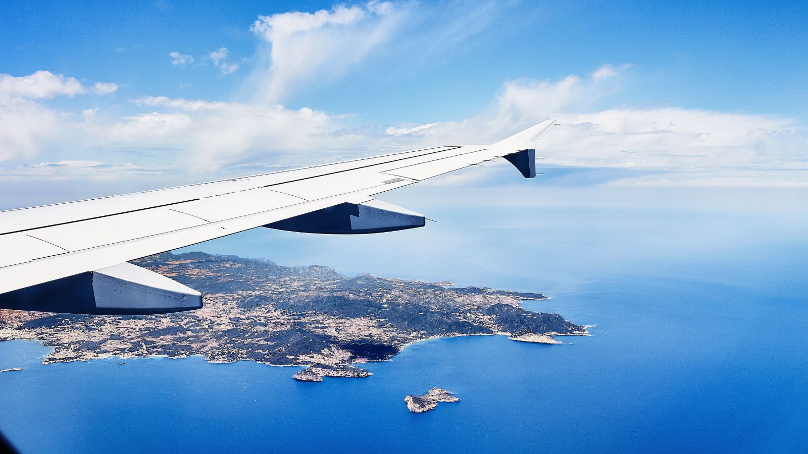 View from the window of an airplane on ibiza