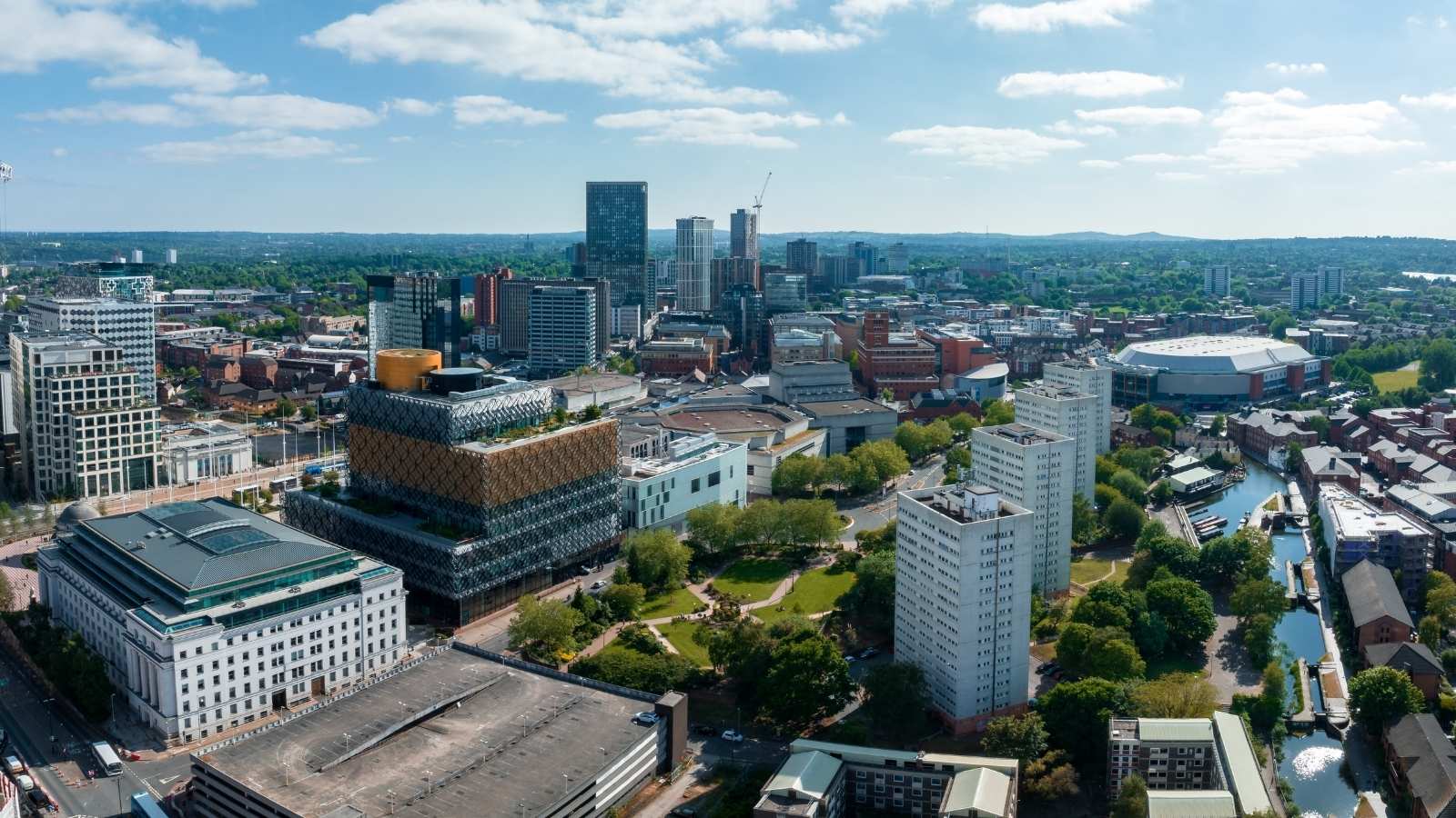 Aerial view of Birmingham, West Midlands, England