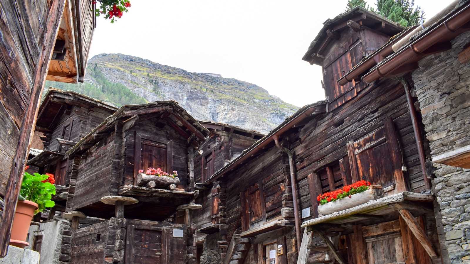 The old part of the village of Zermatt, known as the “Hinterdorf” (rear village)